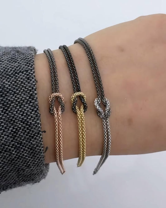 Bracciale Nodo - Bicolore Nero