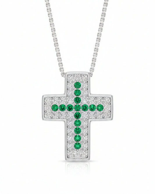 Collana croce pavè
