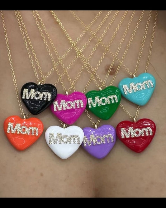 Collana cuore Mom smaltato