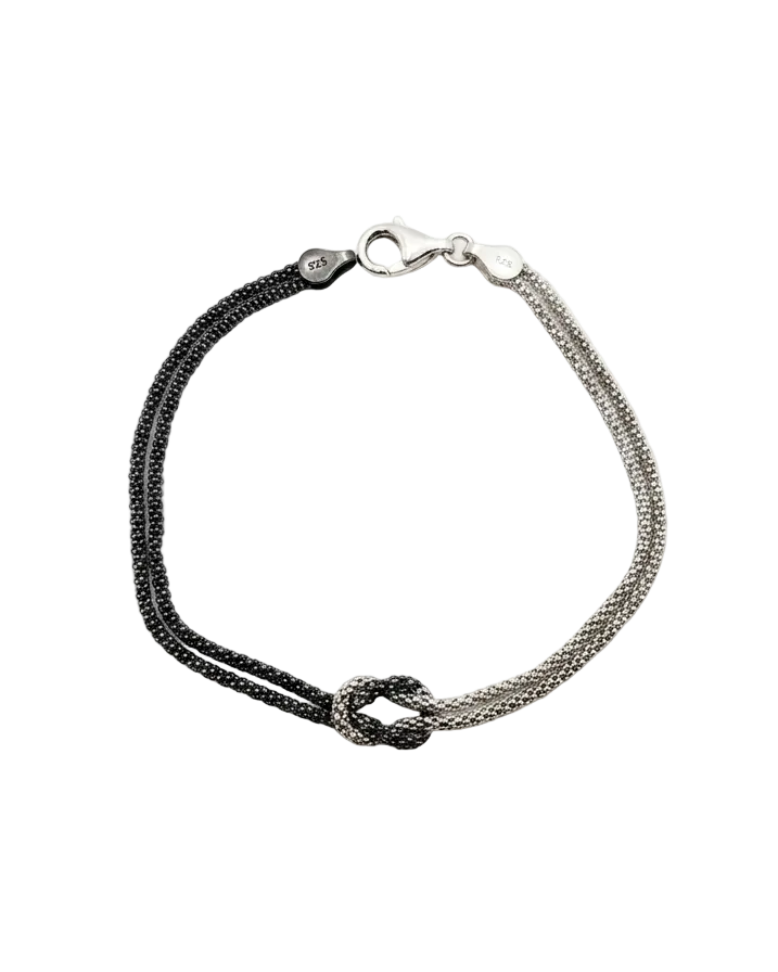 Bracciale Nodo - Bicolore Nero