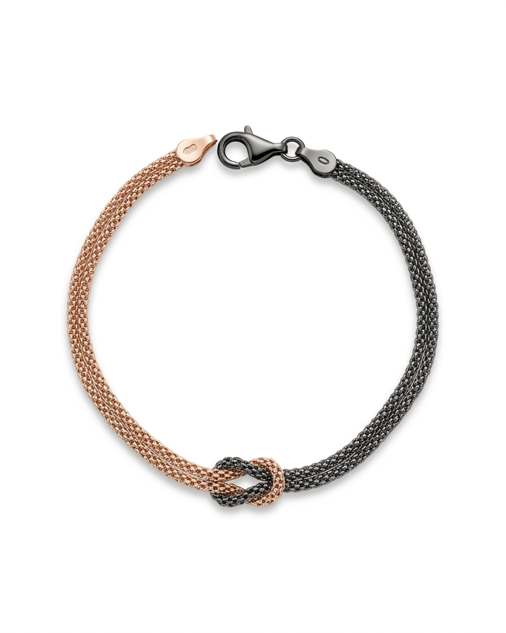 Bracciale Nodo - Bicolore Nero