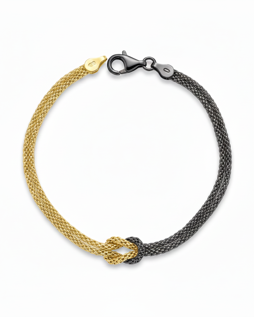 Bracciale Nodo - Bicolore Nero