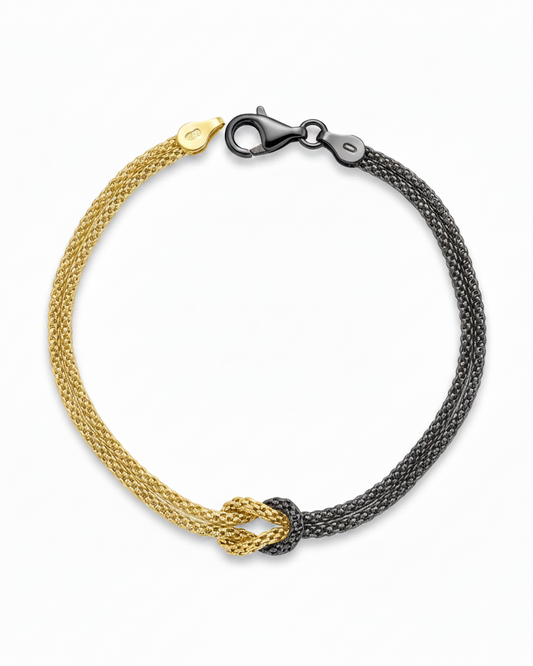 Bracciale Nodo - Bicolore Nero