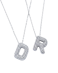 Collana Lettera Bubble Zirconata