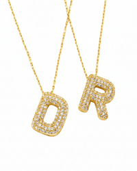 Collana Lettera Bubble Zirconata