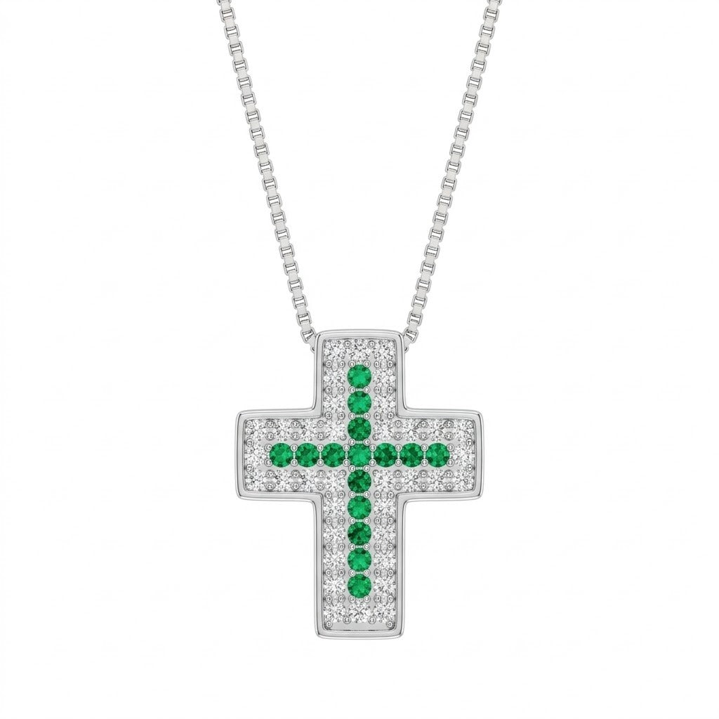 Collana croce pavè