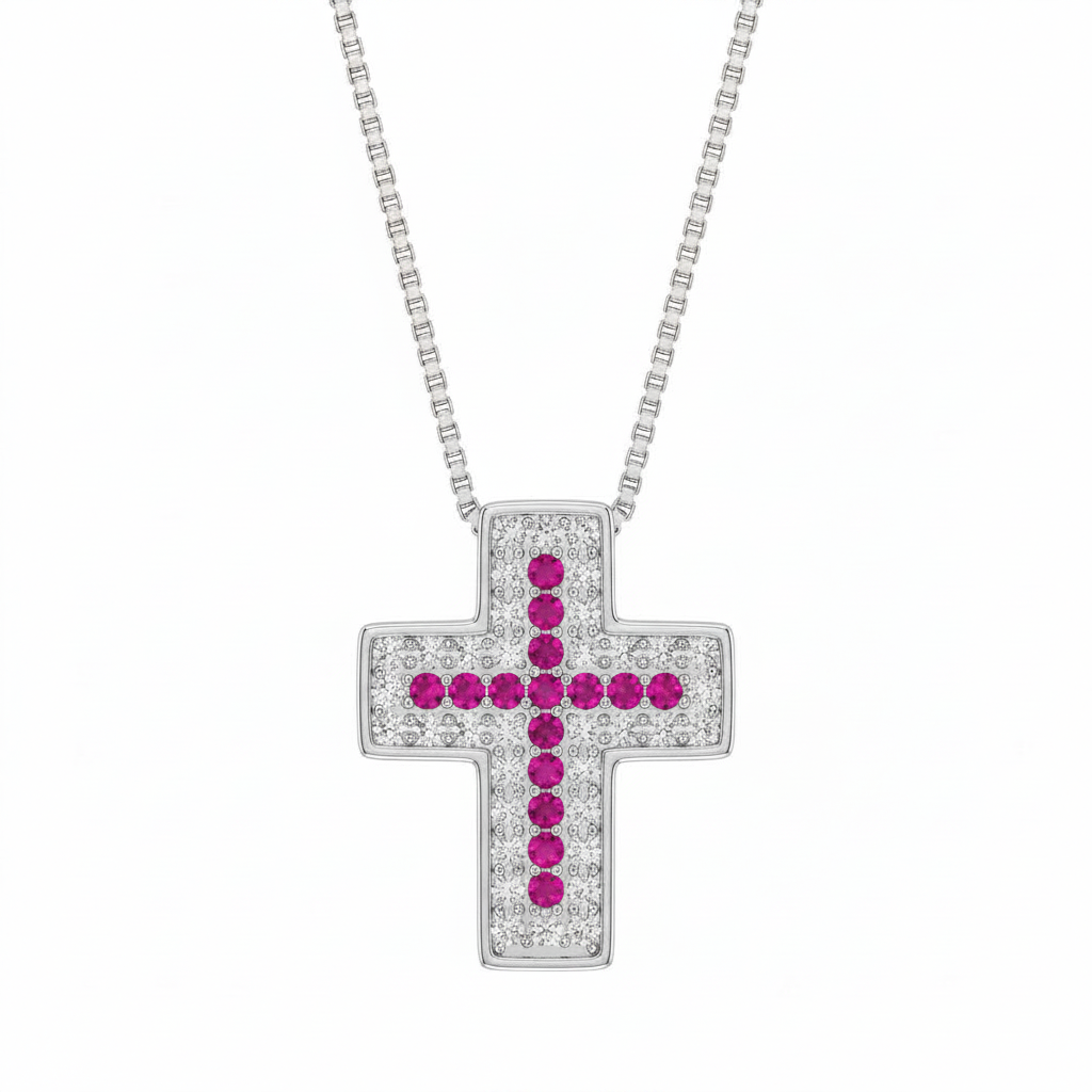 Collana croce pavè