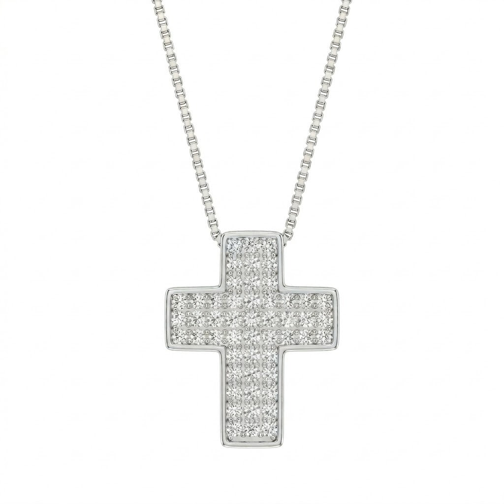 Collana croce pavè