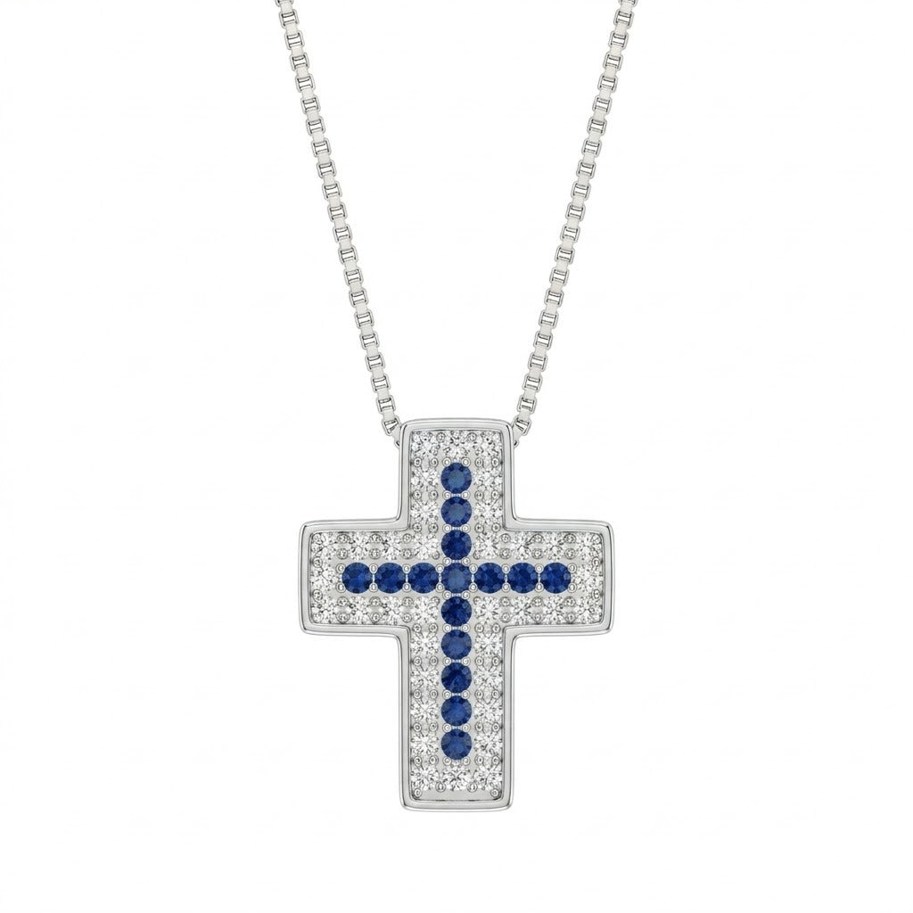 Collana croce pavè