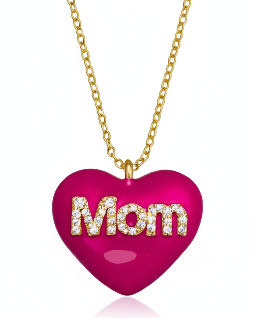 Collana cuore Mom smaltato