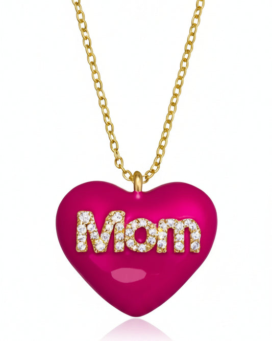 Collana cuore Mom smaltato