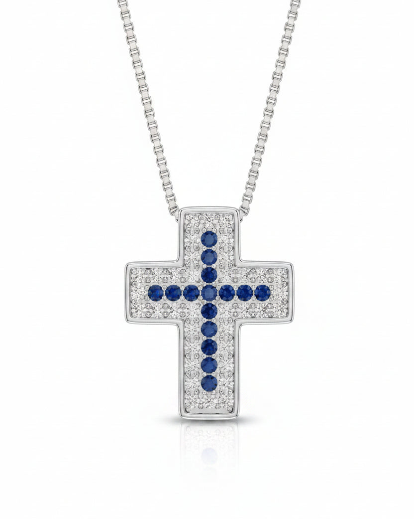 Collana croce pavè