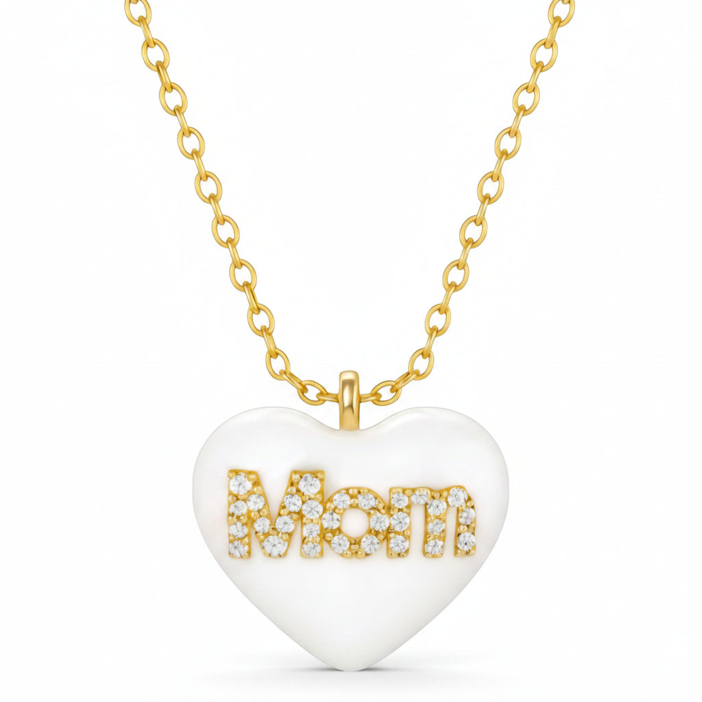 Collana cuore Mom smaltato