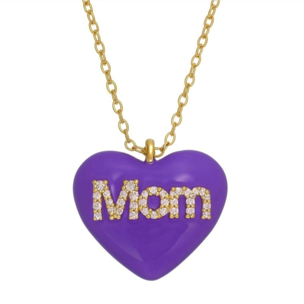 Collana cuore Mom smaltato