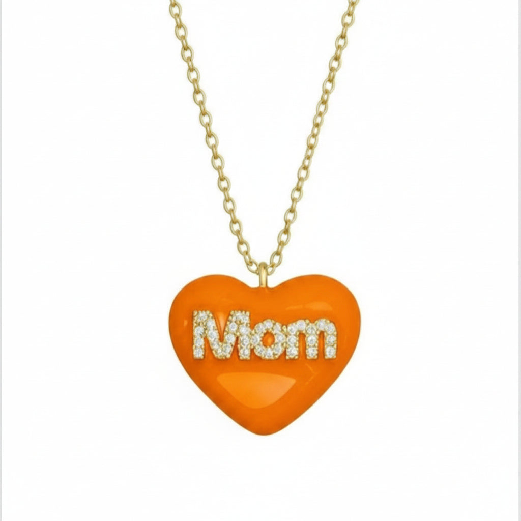 Collana cuore Mom smaltato