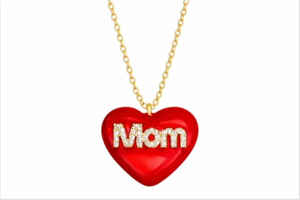 Collana cuore Mom smaltato
