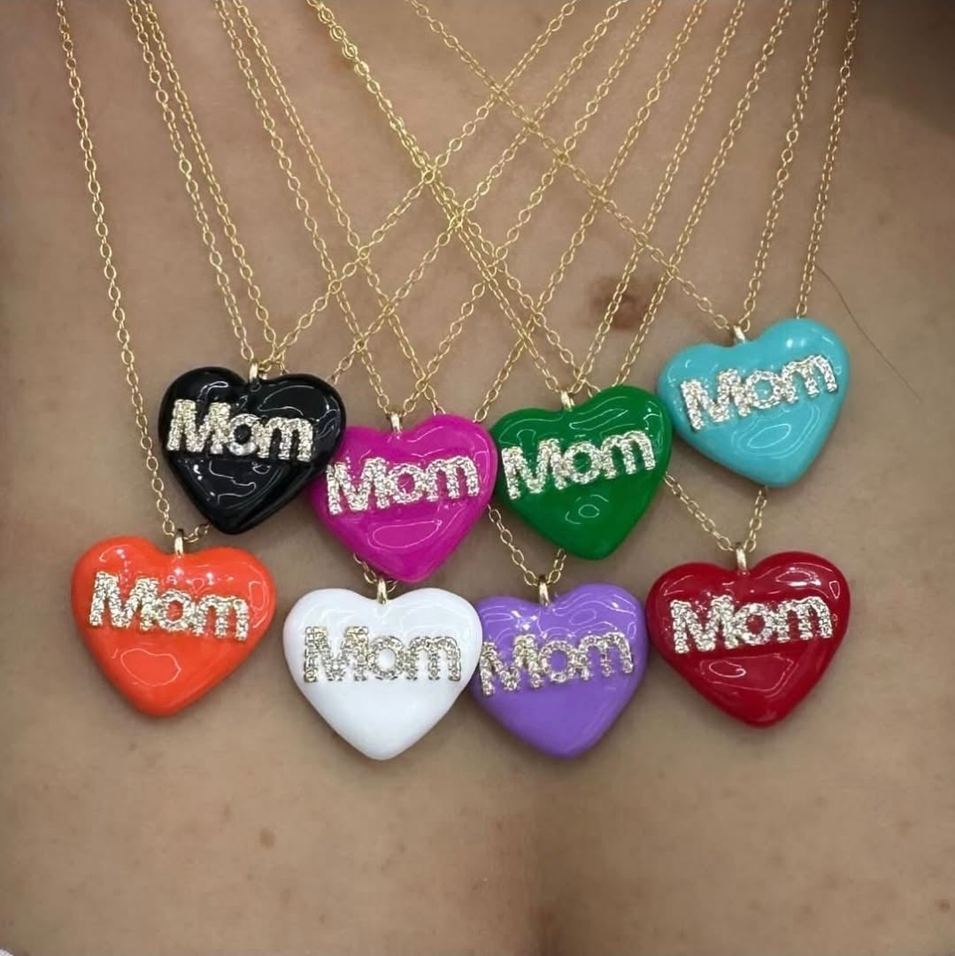 Collana cuore Mom smaltato